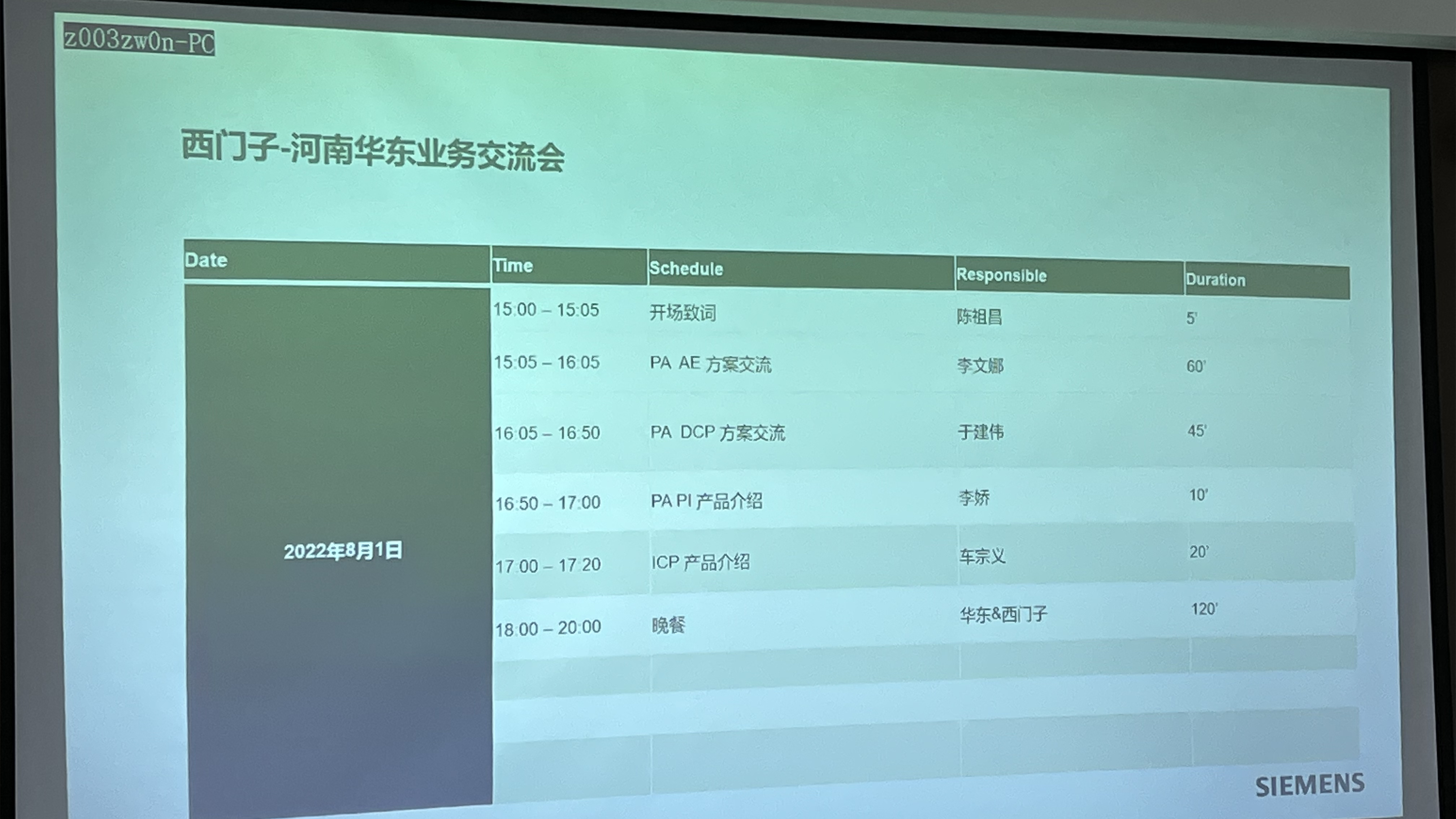 西門子PA部門的產品交流會